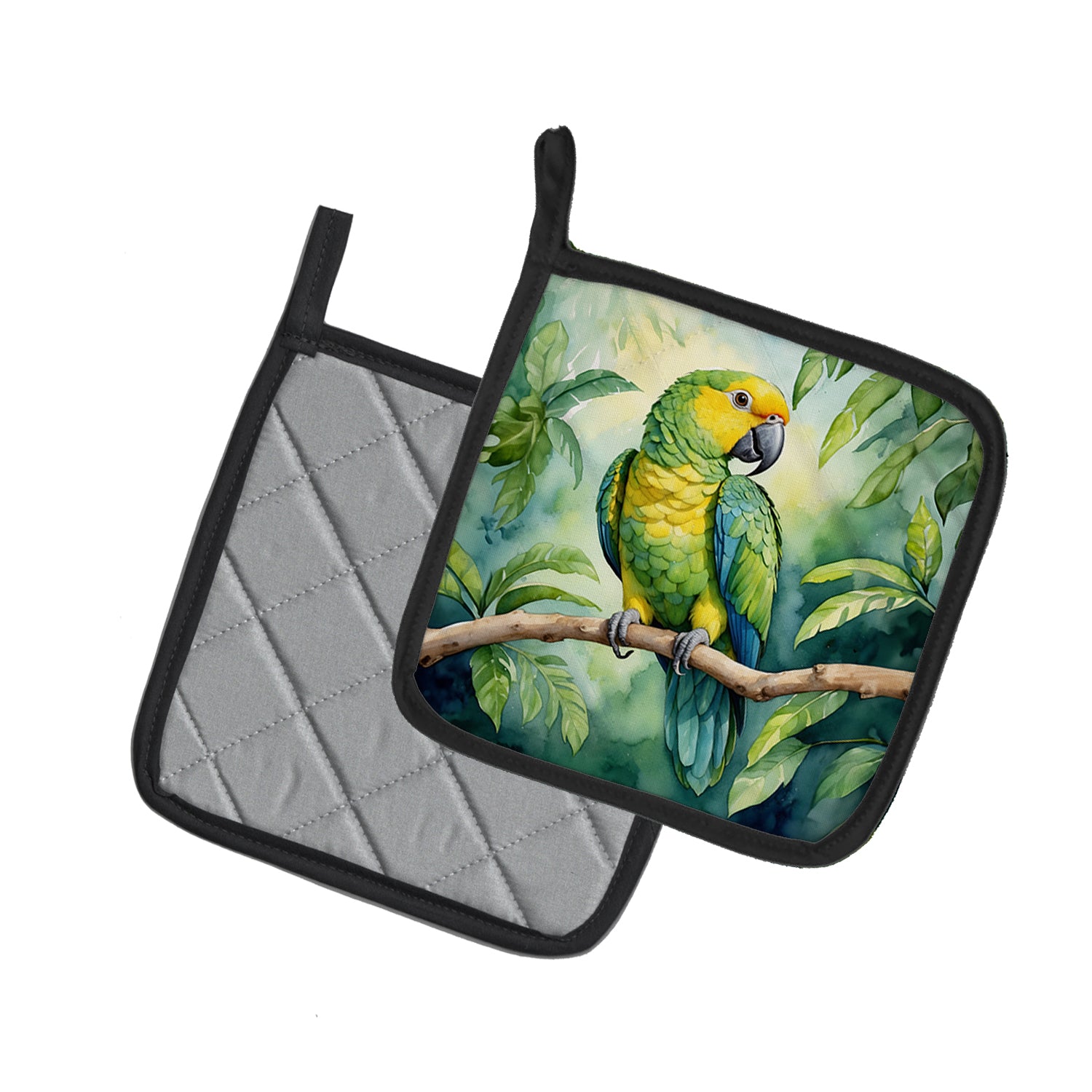 Caroline's Treasures Yellownaped Amazon Parrot Pot Holders - Set of 2 Decorative Kitchen Helpers | Made in the USA