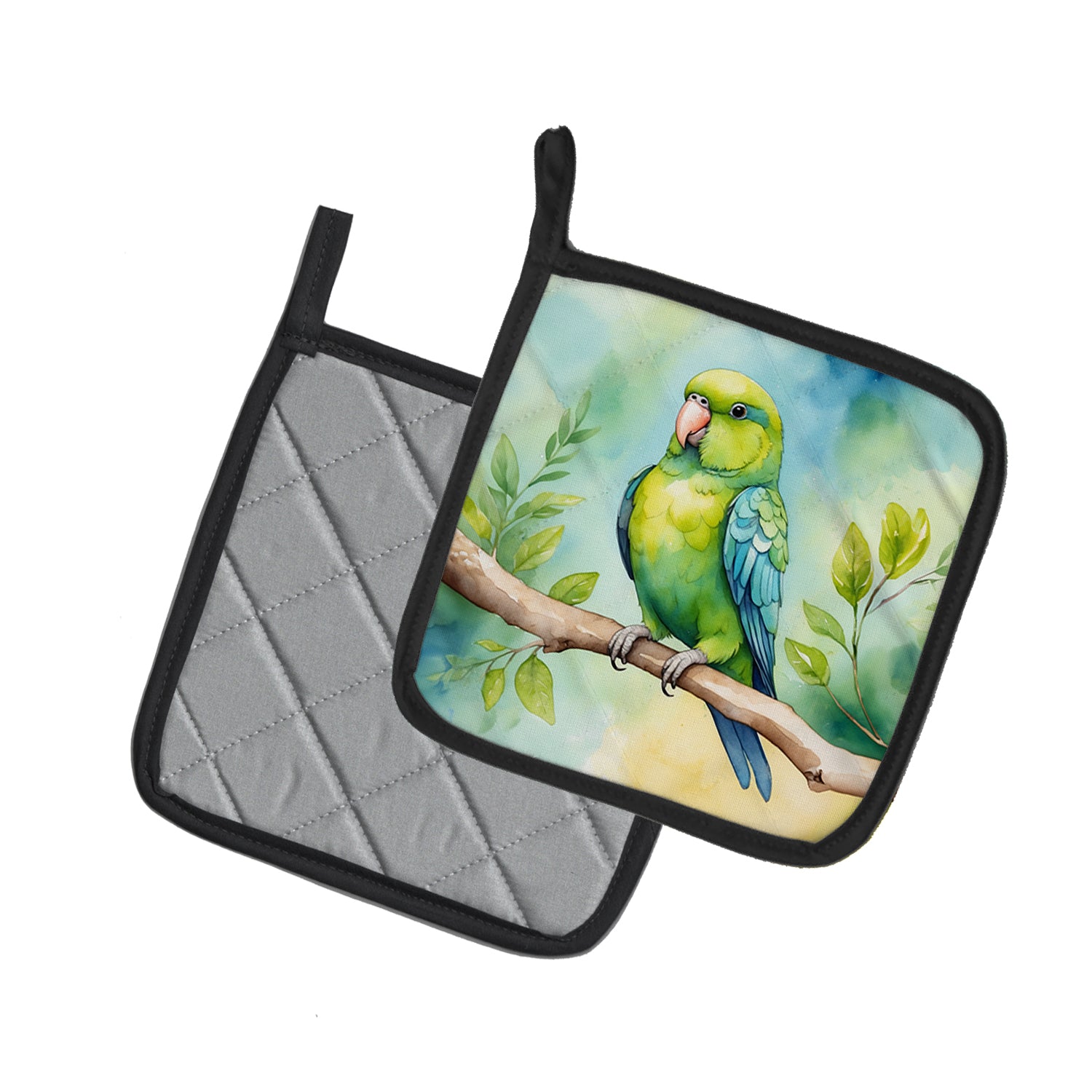 Caroline's Treasures Parrotlet Pot Holders - Set of 2 Decorative Kitchen Helpers | Made in the USA