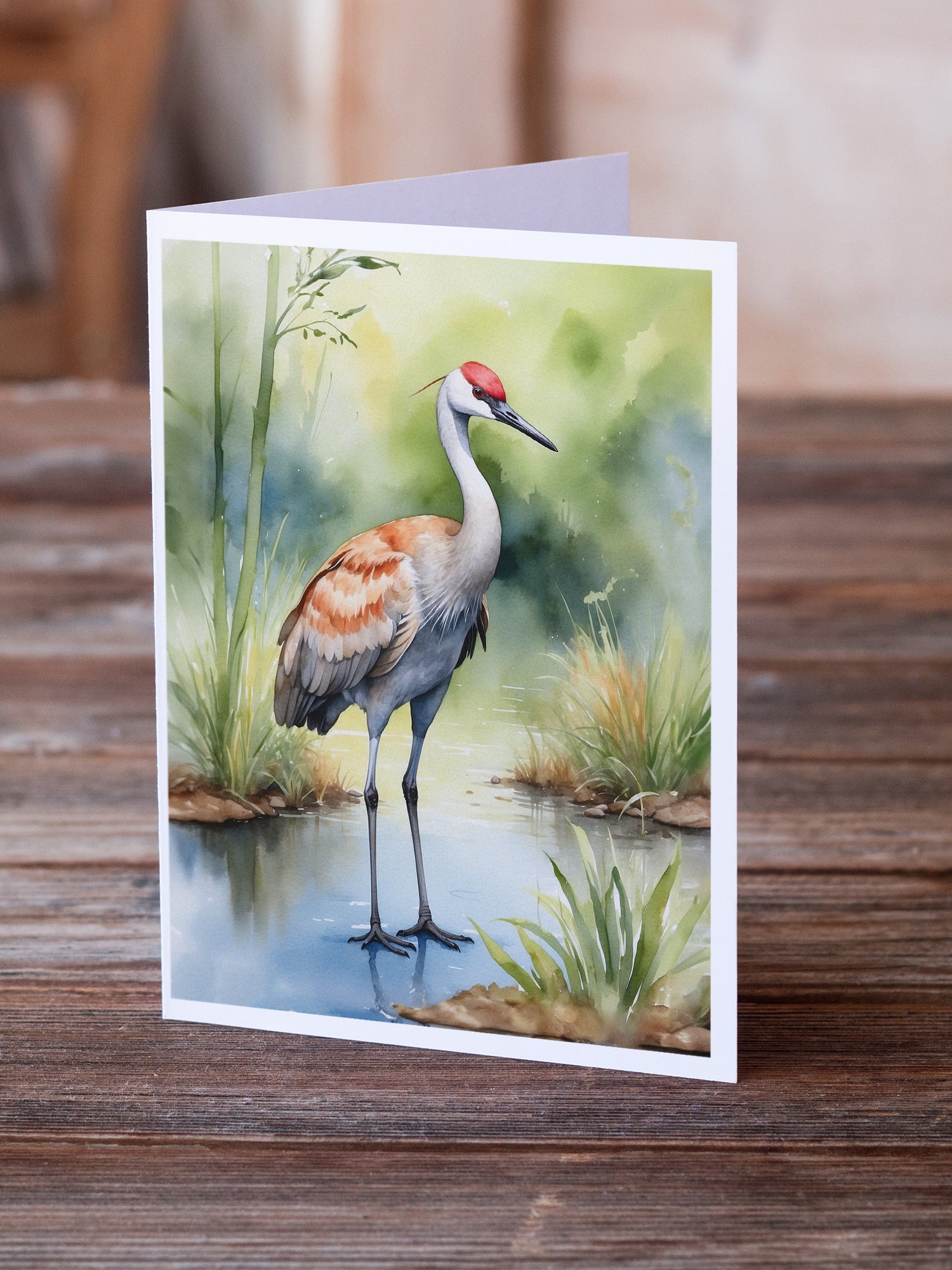 Caroline's Treasures Sandhill Crane Greeting Cards - Blank Note Cards – 8-Pack of Artist-Designed Cards with Envelopes