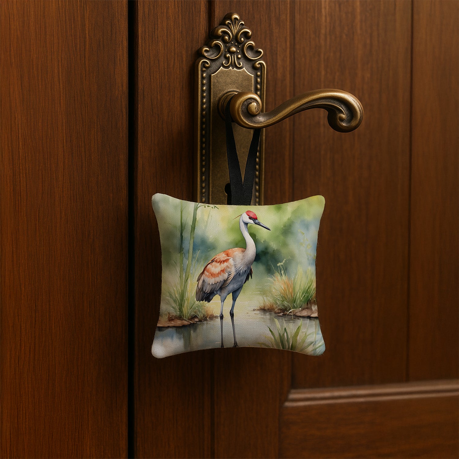 Caroline's Treasures Sandhill Crane Hanging Square Fabric Ornament 3.5 × 3.5