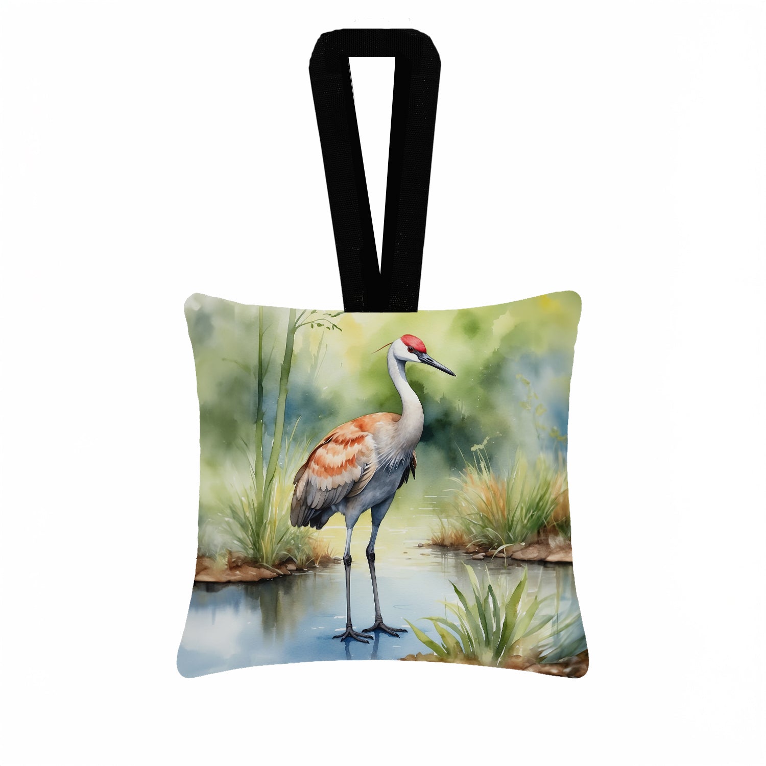 Caroline's Treasures Sandhill Crane Hanging Square Fabric Ornament 3.5 × 3.5