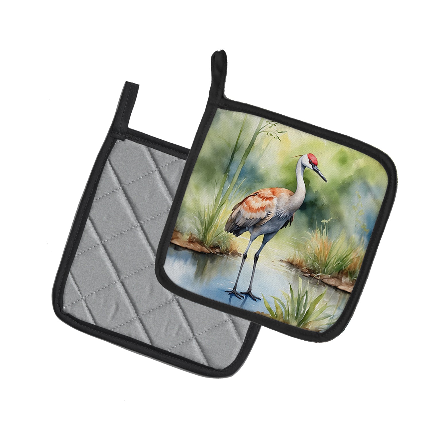 Caroline's Treasures Sandhill Crane Pot Holders - Set of 2 Decorative Kitchen Helpers | Made in the USA