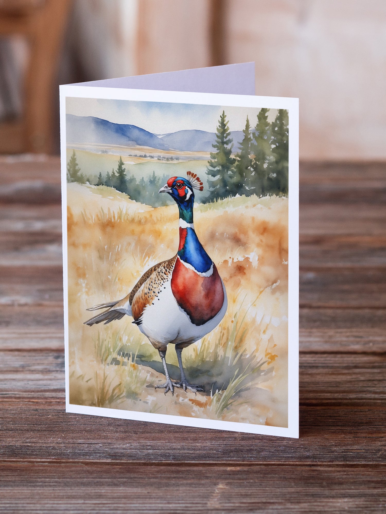 Caroline's Treasures South Dakota Ringnecked Pheasant Greeting Cards - Blank Note Cards – 8-Pack of Artist-Designed Cards with Envelopes