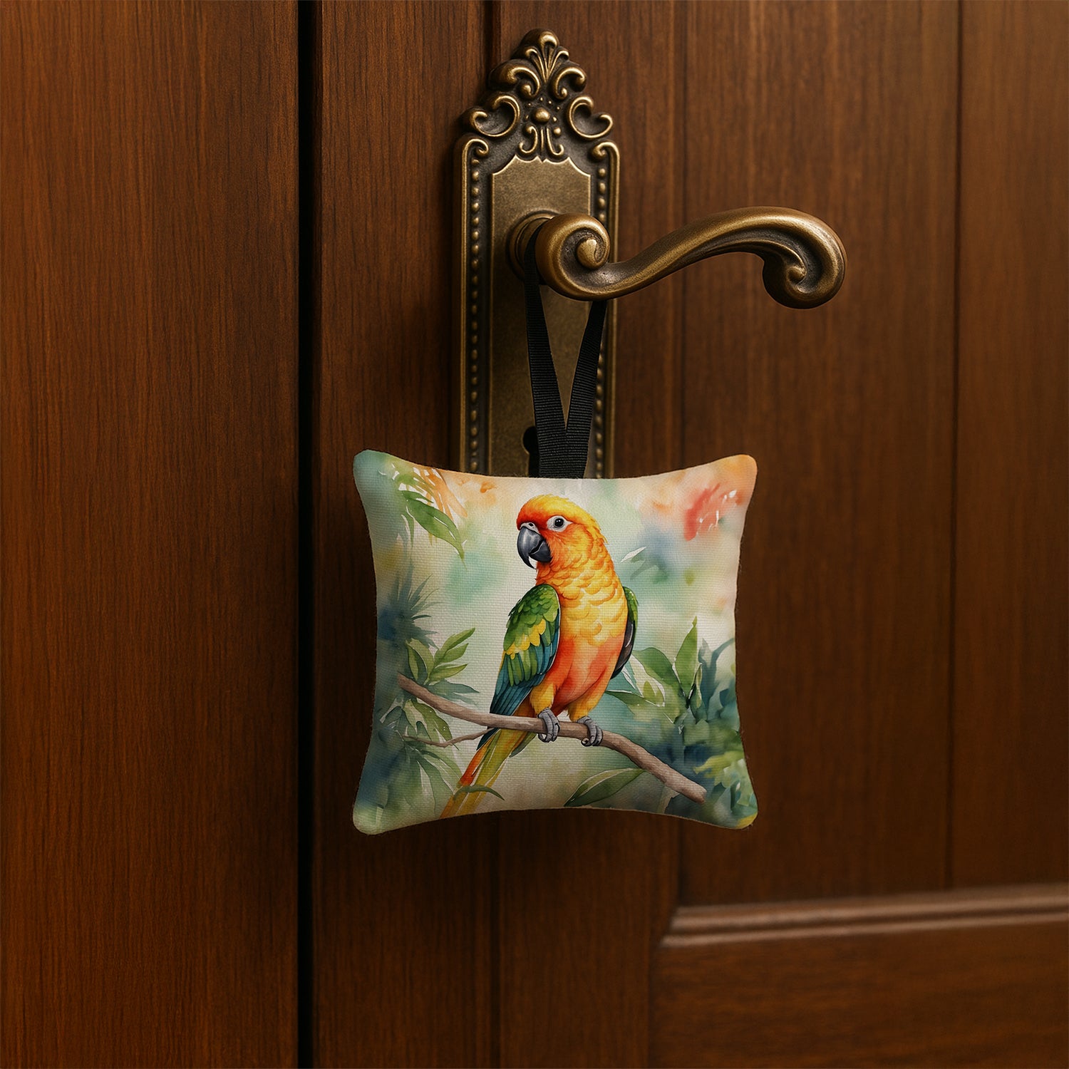 Caroline's Treasures Sun Conure Hanging Square Fabric Ornament 3.5 × 3.5