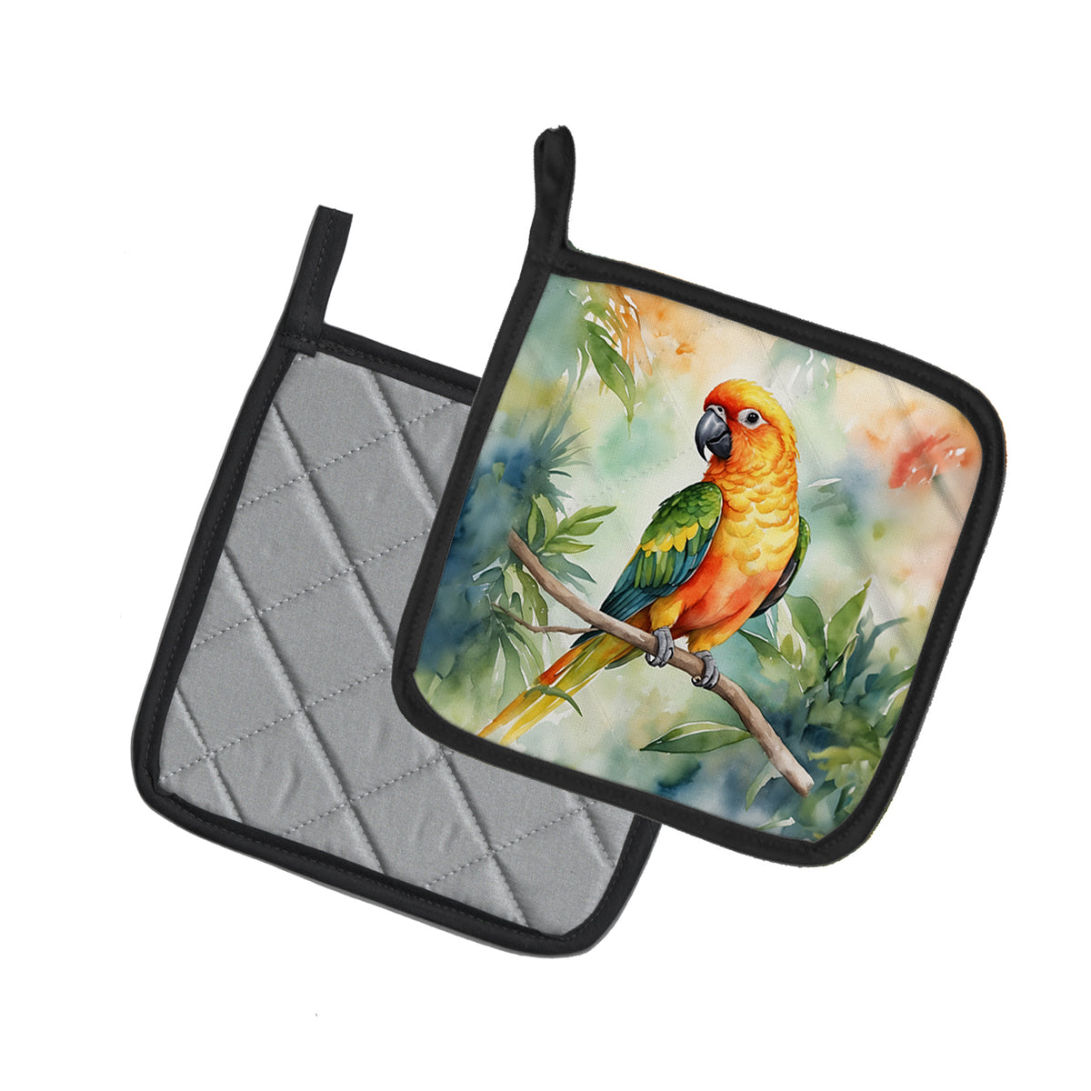 Caroline's Treasures Sun Conure Pot Holders - Set of 2 Decorative Kitchen Helpers | Made in the USA