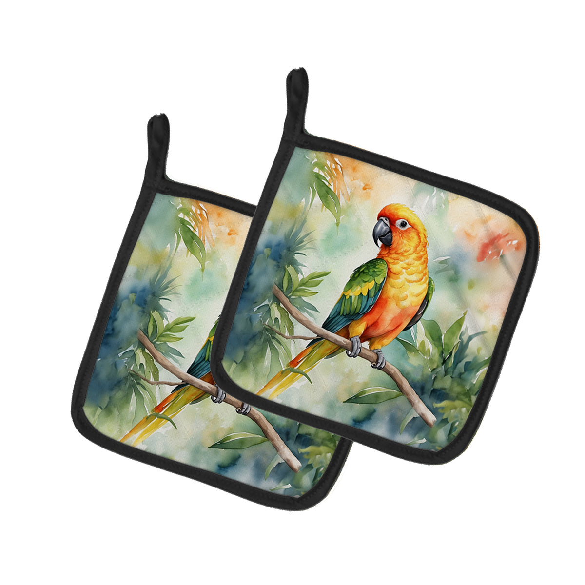 Caroline's Treasures Sun Conure Pot Holders - Set of 2 Decorative Kitchen Helpers | Made in the USA