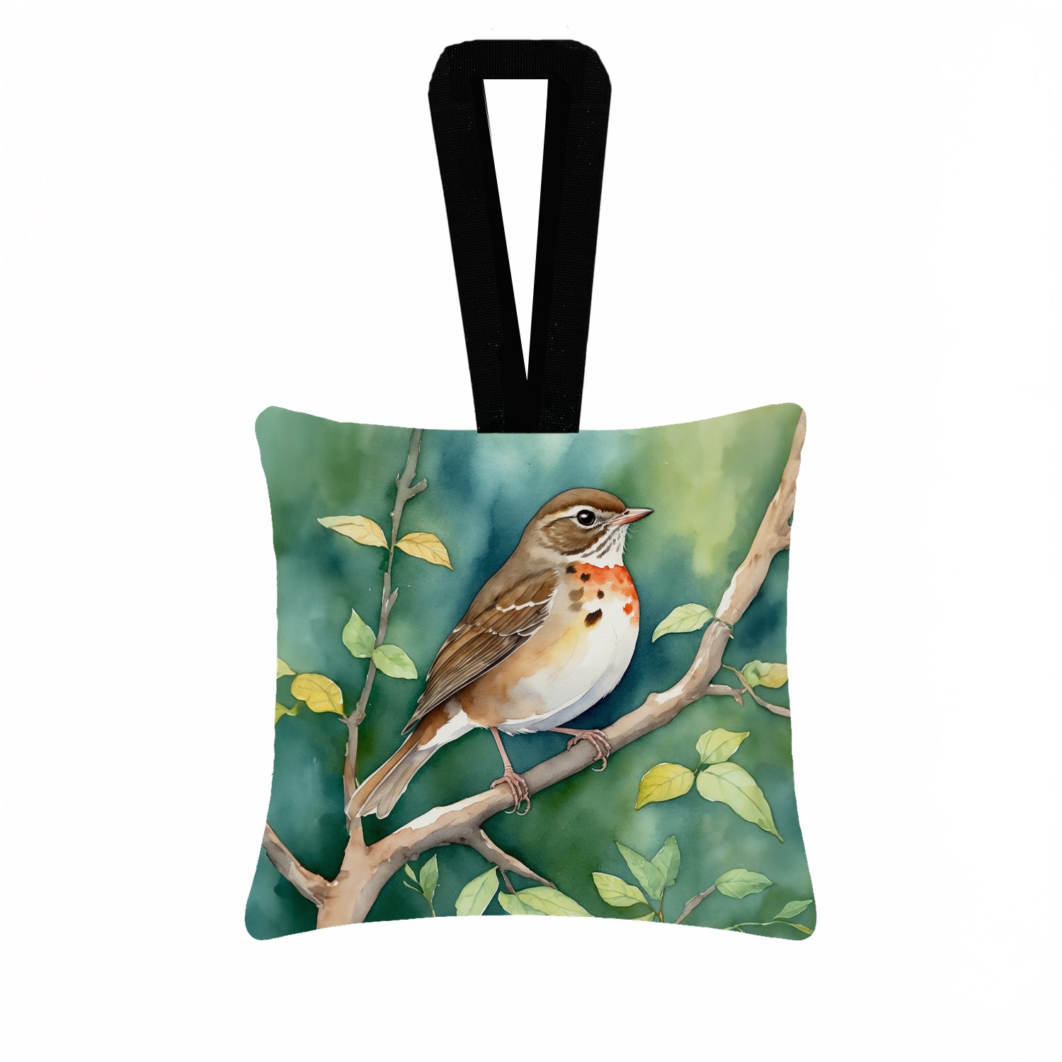 Caroline's Treasures Vermont Hermit Thrush Hanging Square Fabric Ornament 3.5 × 3.5