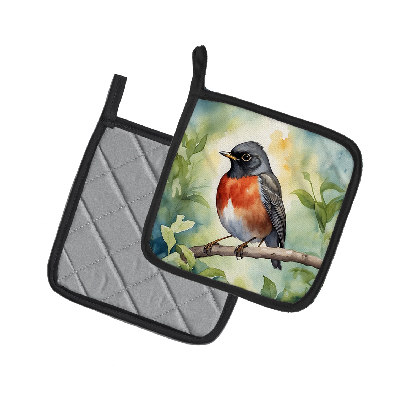 Caroline's Treasures Wisconsin American Robin Pot Holders - Set of 2 Decorative Kitchen Helpers | Made in the USA