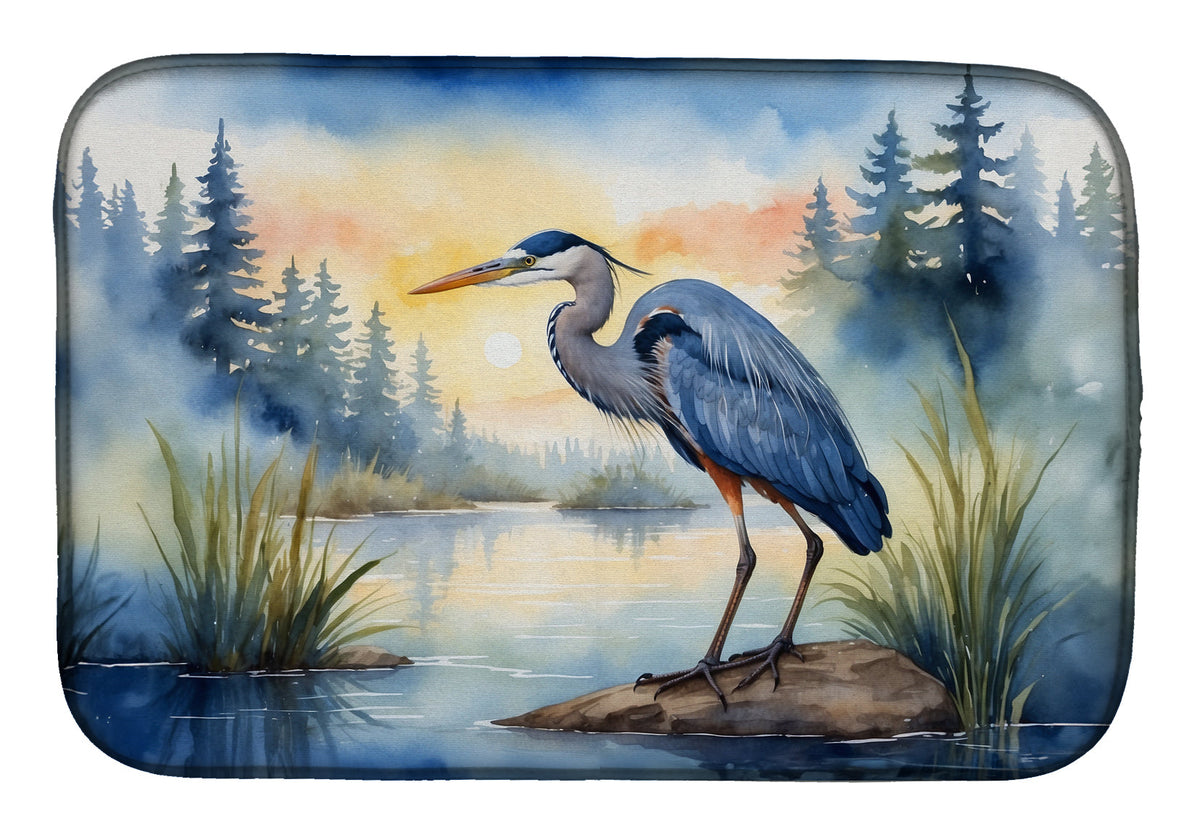 Caroline's Treasures Blue Heron Emerging as the day fades Dish Drying Mat
