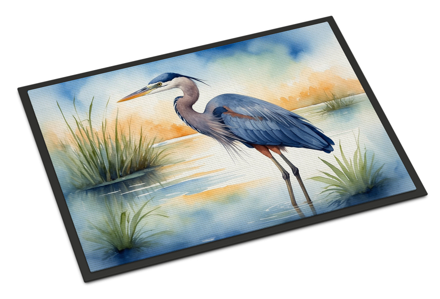 Caroline's Treasures Blue Heron Emerging as the day fades Doormat-24x36 Indoor / Outdoor Rug | Made in USA