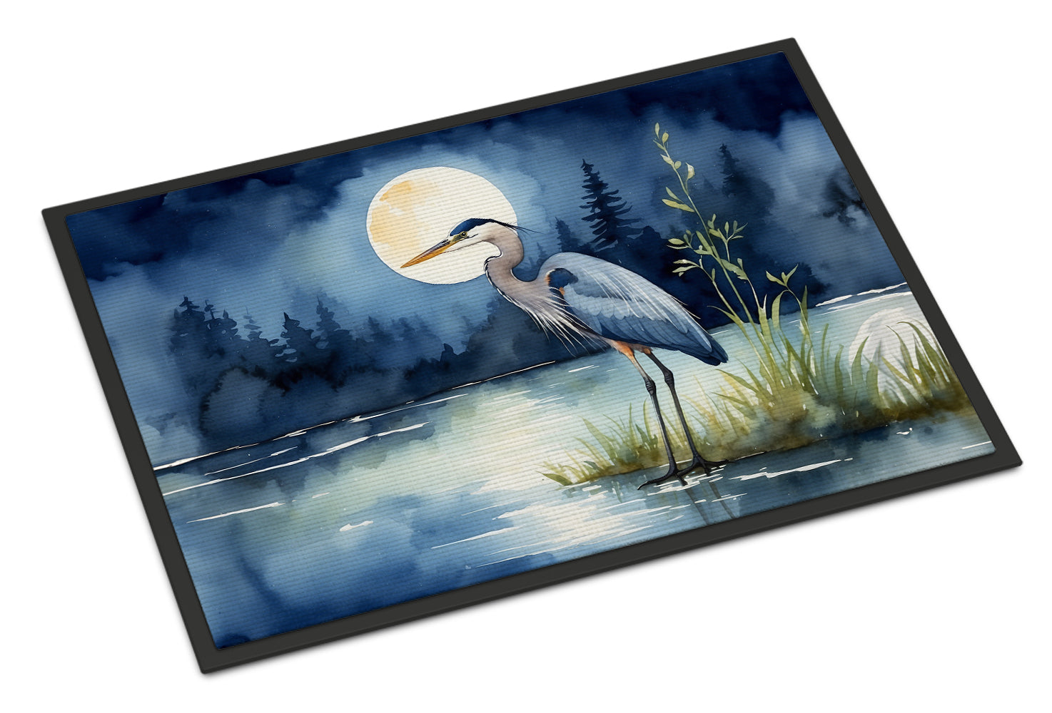 Caroline's Treasures Blue Heron Under the Moonlight Doormat - 18X27 Indoor / Outdoor Rug | Made in USA
