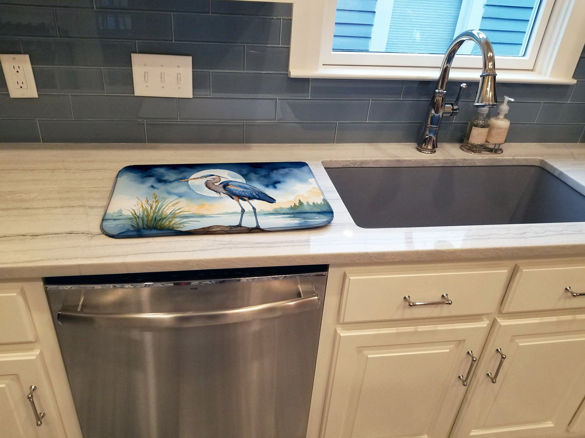 Caroline's Treasures Blue Heron Under the Moonlight Dish Drying Mat