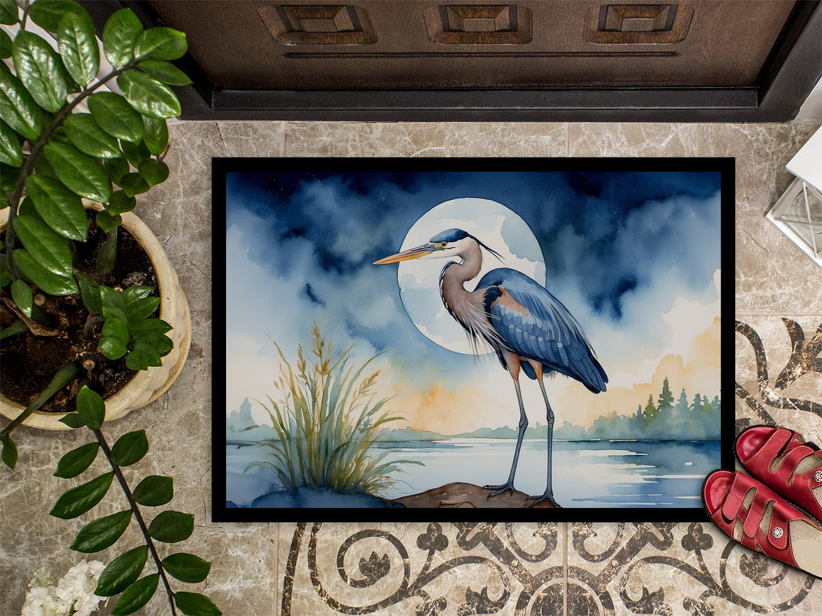 Caroline's Treasures Blue Heron Under the Moonlight Doormat - 18X27 Indoor / Outdoor Rug | Made in USA