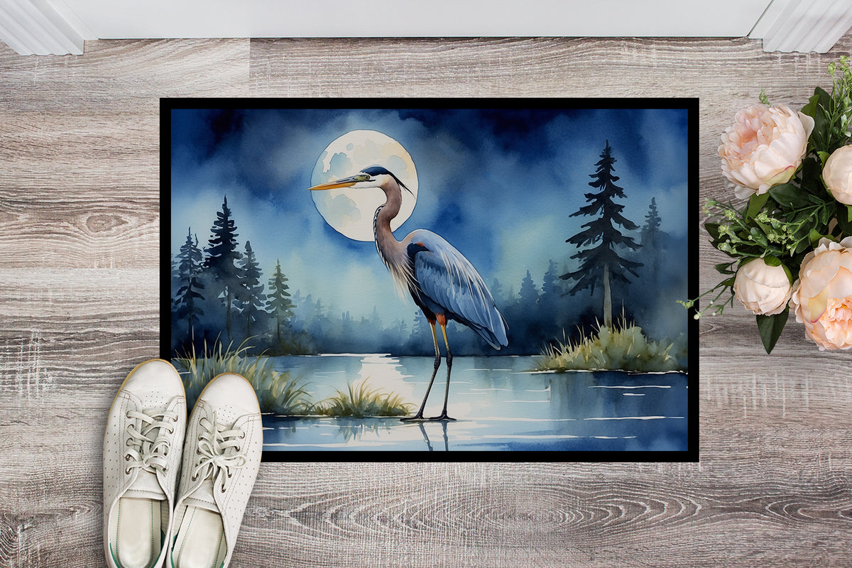Caroline's Treasures Blue Heron Under the Moonlight Doormat-24x36 Indoor / Outdoor Rug | Made in USA