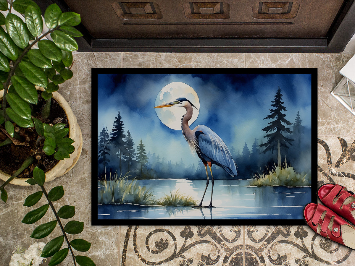 Caroline's Treasures Blue Heron Under the Moonlight Doormat-24x36 Indoor / Outdoor Rug | Made in USA