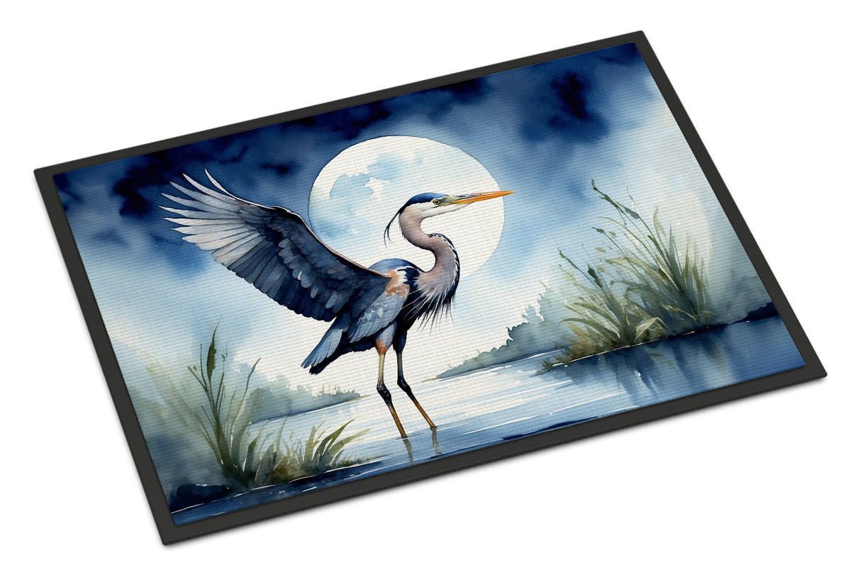 Caroline's Treasures Blue Heron Under the Moonlight Doormat - 18X27 Indoor / Outdoor Rug | Made in USA