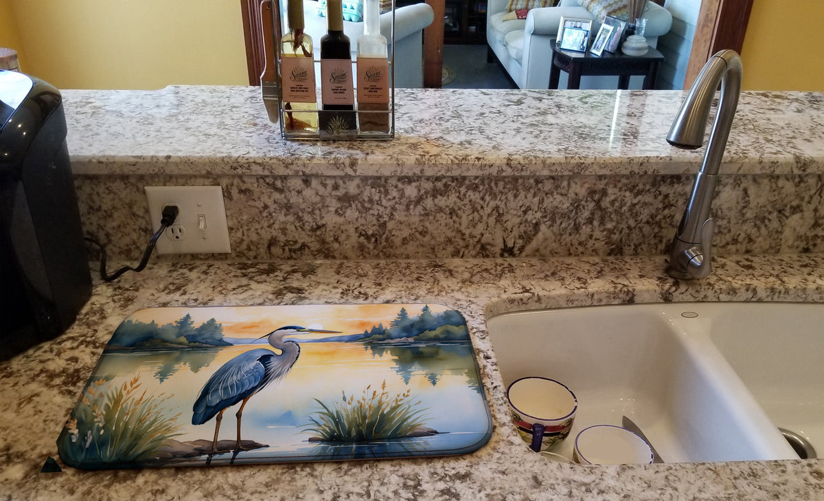Caroline's Treasures Blue Heron in the Golden Hour Dish Drying Mat