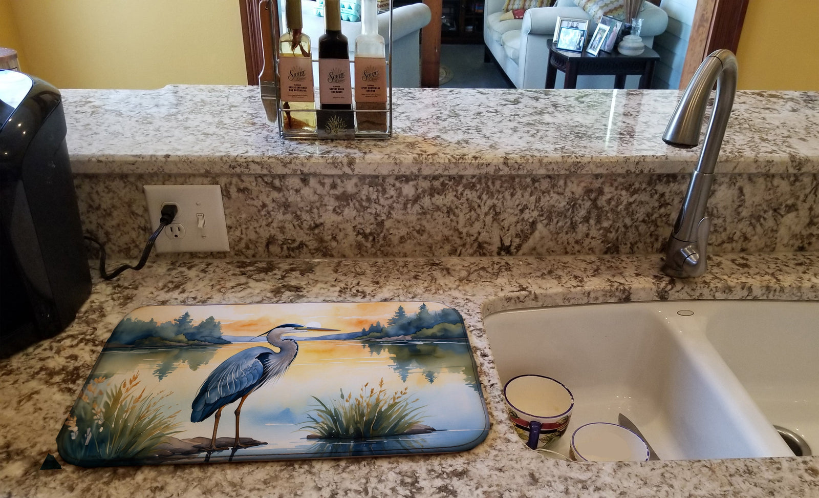 Caroline's Treasures Blue Heron in the Golden Hour Dish Drying Mat