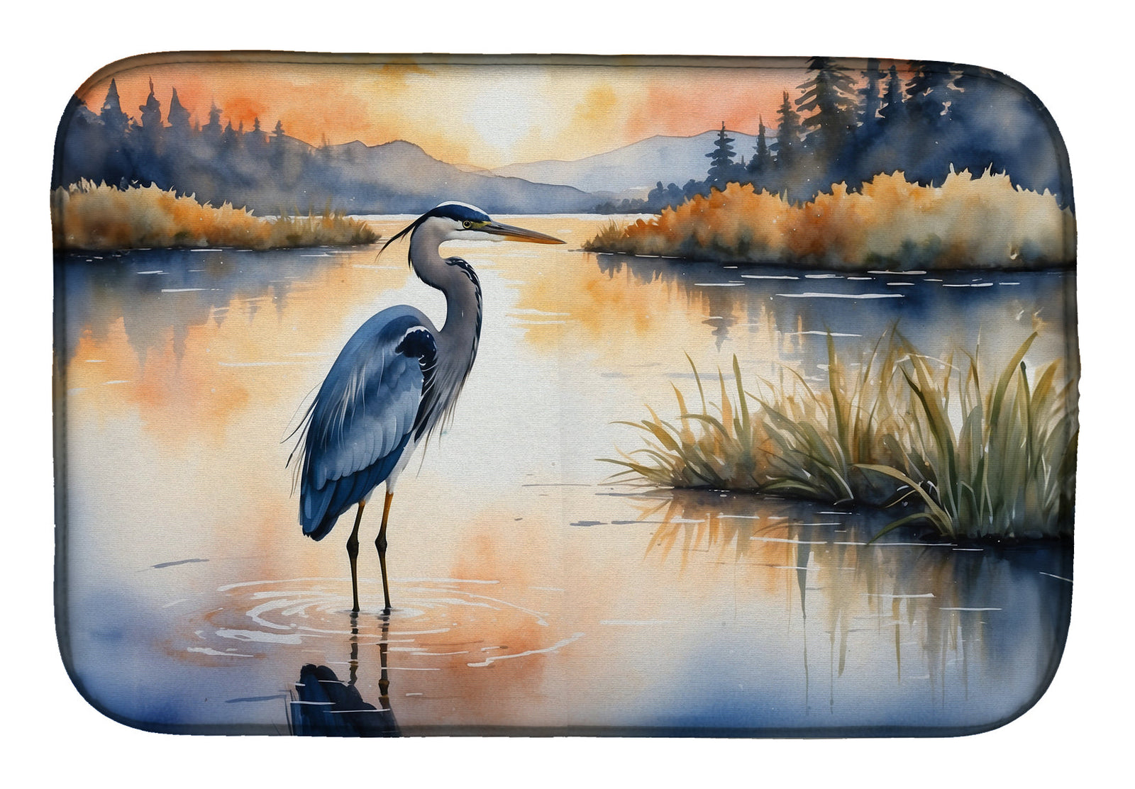 Caroline's Treasures Blue Heron in the Golden Hour Dish Drying Mat