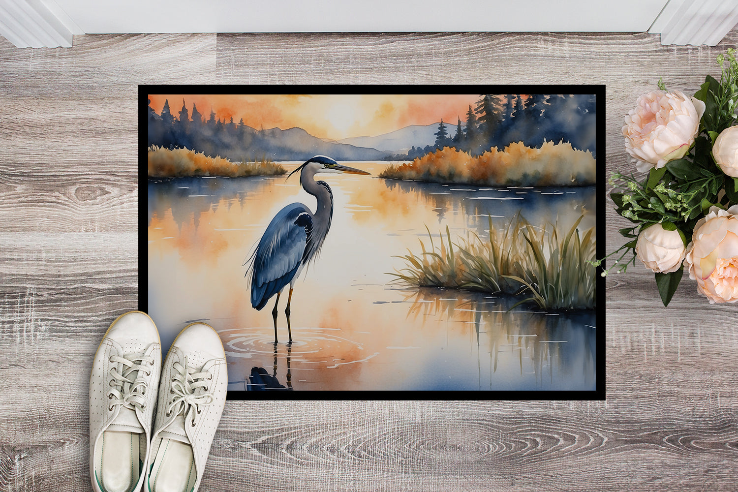 Caroline's Treasures Blue Heron in the Golden Hour Doormat-24x36 Indoor / Outdoor Rug | Made in USA