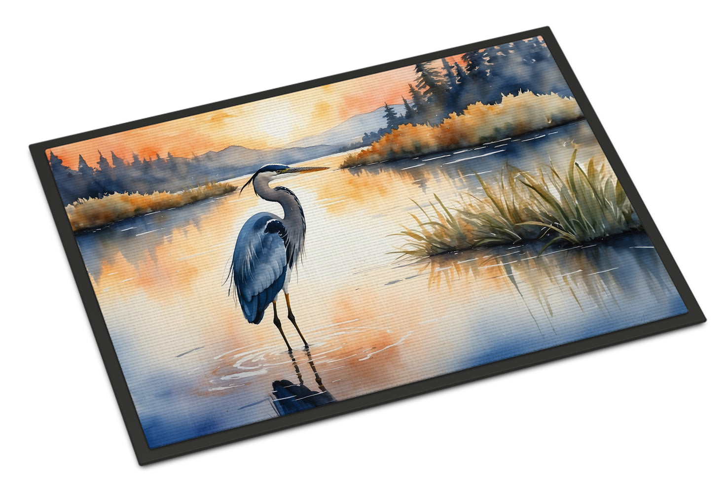 Caroline's Treasures Blue Heron in the Golden Hour Doormat - 18X27 Indoor / Outdoor Rug | Made in USA