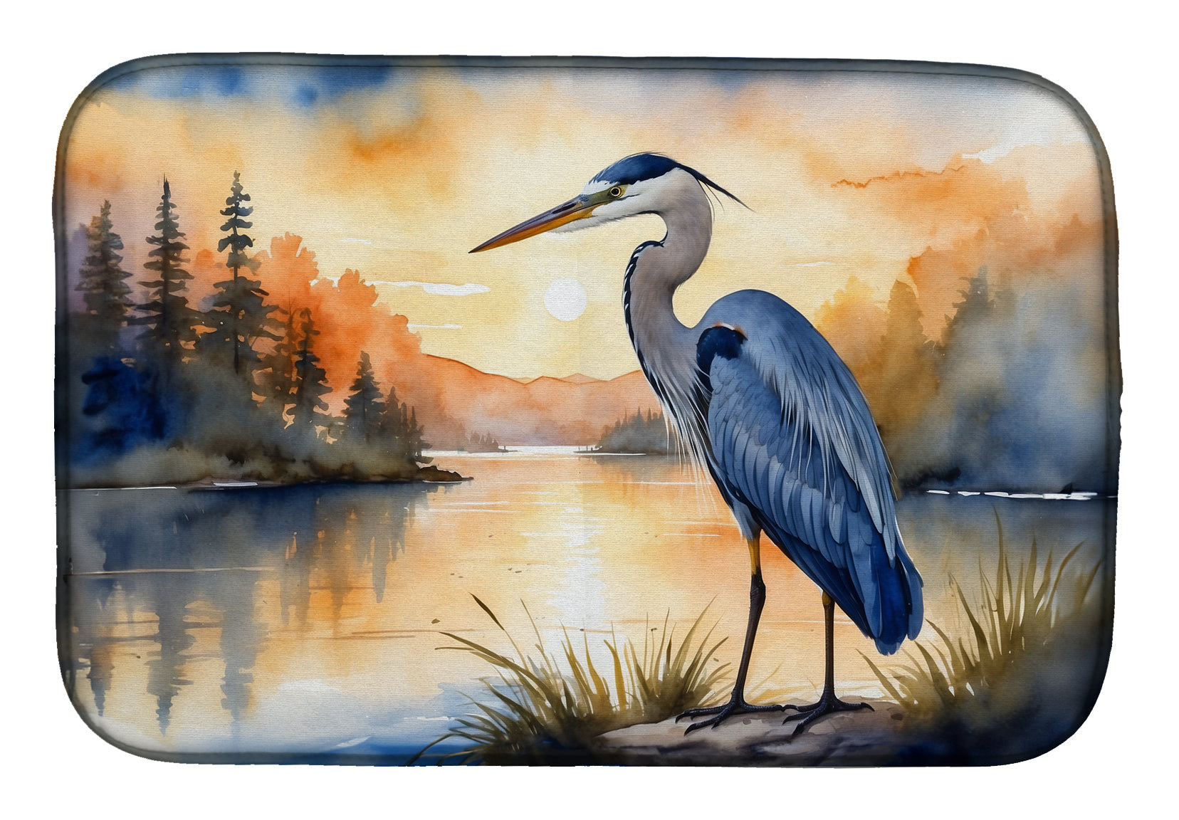 Caroline's Treasures Blue Heron in the Golden Hour Dish Drying Mat