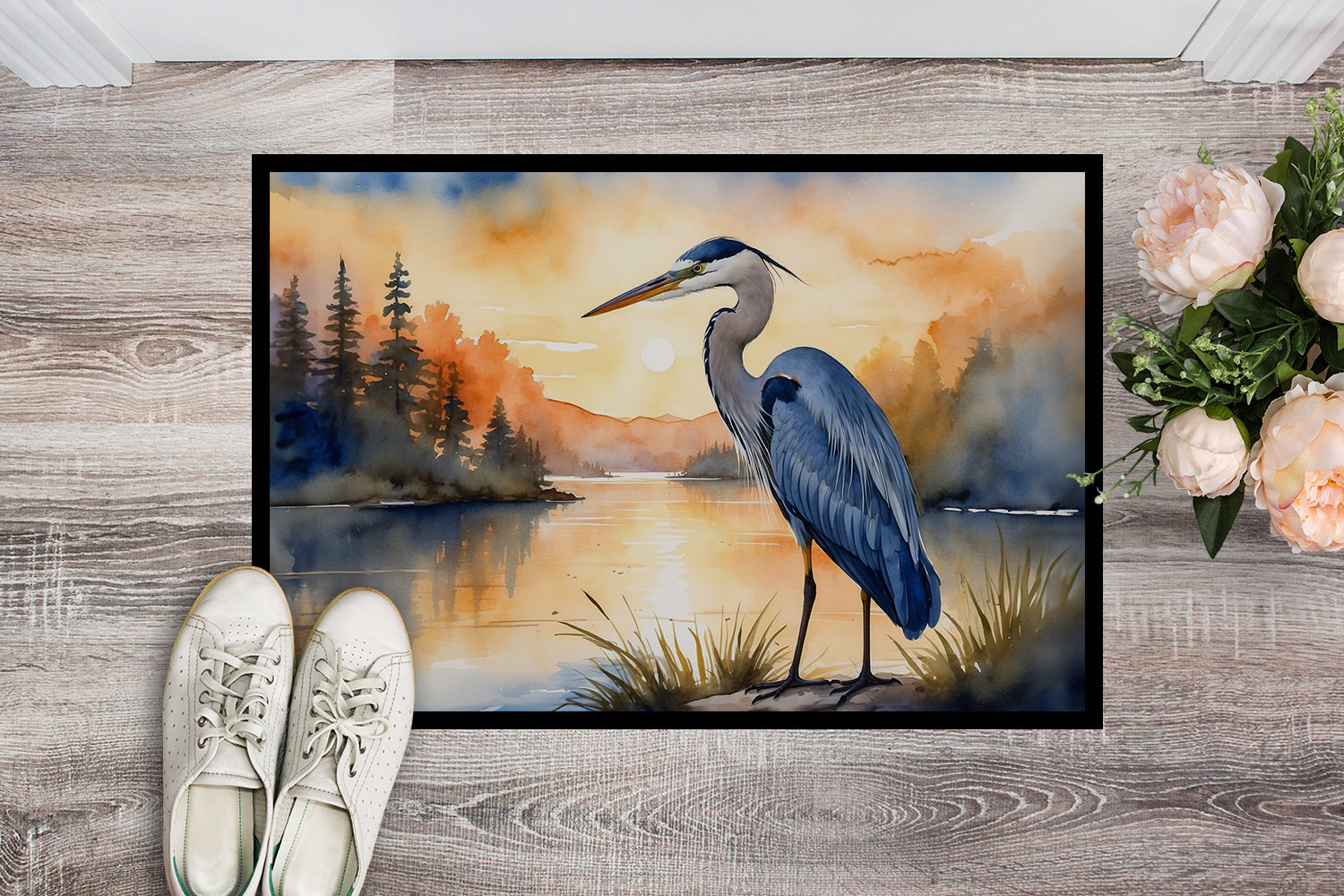 Caroline's Treasures Blue Heron in the Golden Hour Doormat-24x36 Indoor / Outdoor Rug | Made in USA