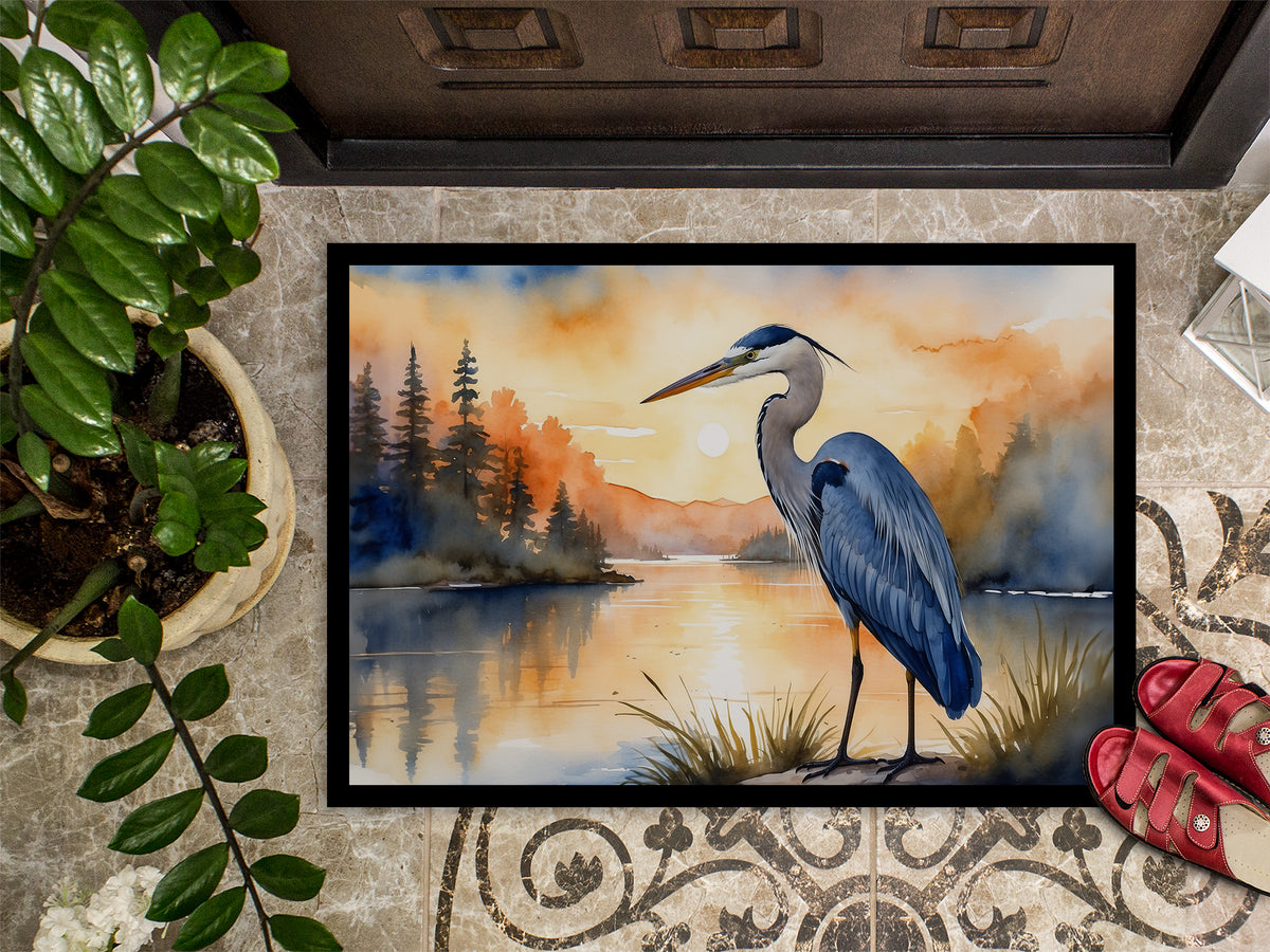 Caroline's Treasures Blue Heron in the Golden Hour Doormat - 18X27 Indoor / Outdoor Rug | Made in USA