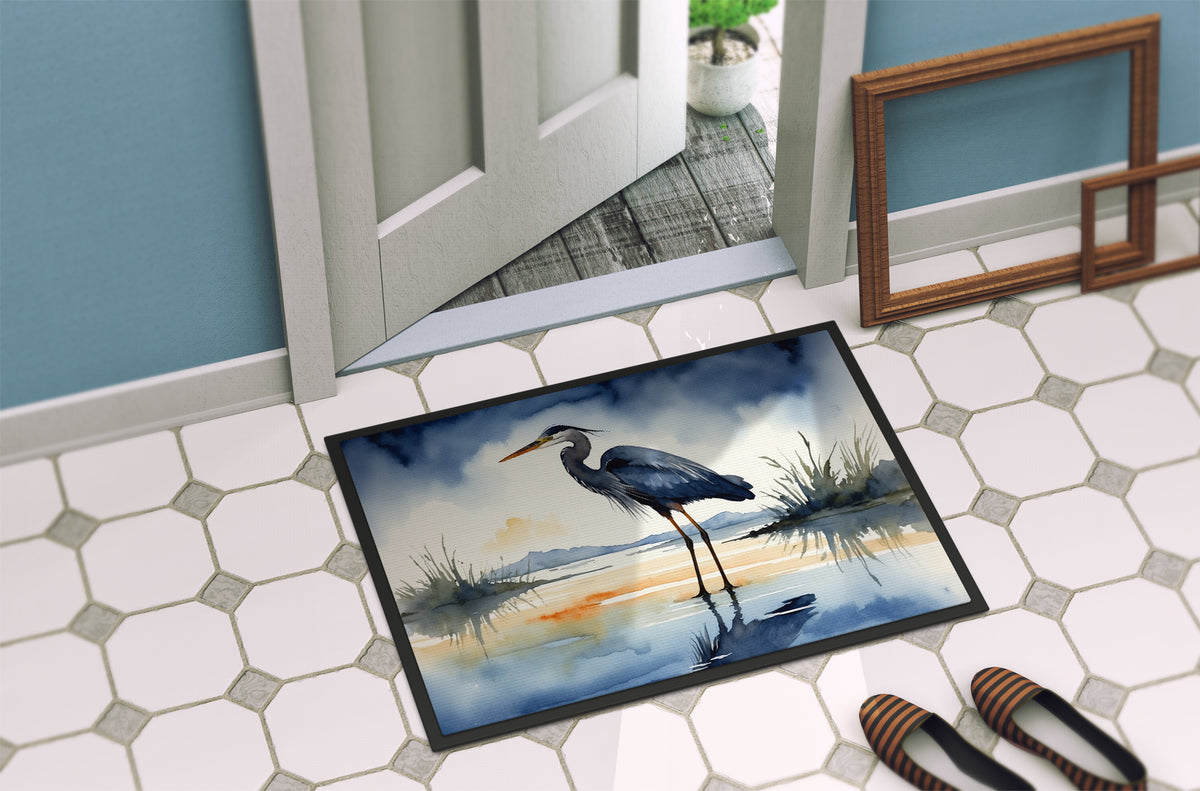 Caroline's Treasures Blue Heron Barely Lit Sky Doormat - 18X27 Indoor / Outdoor Rug | Made in USA