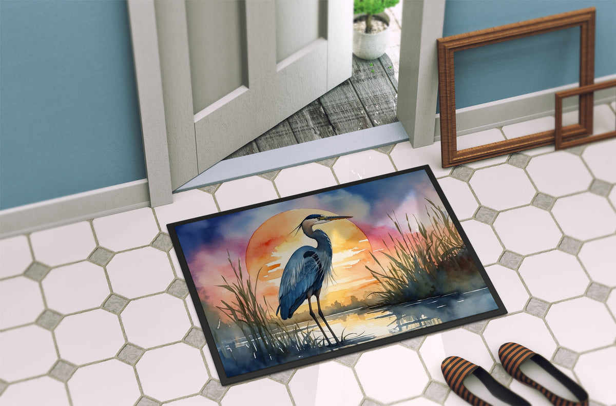 Caroline's Treasures Blue Heron Setting Sun Doormat - 18X27 Indoor / Outdoor Rug | Made in USA