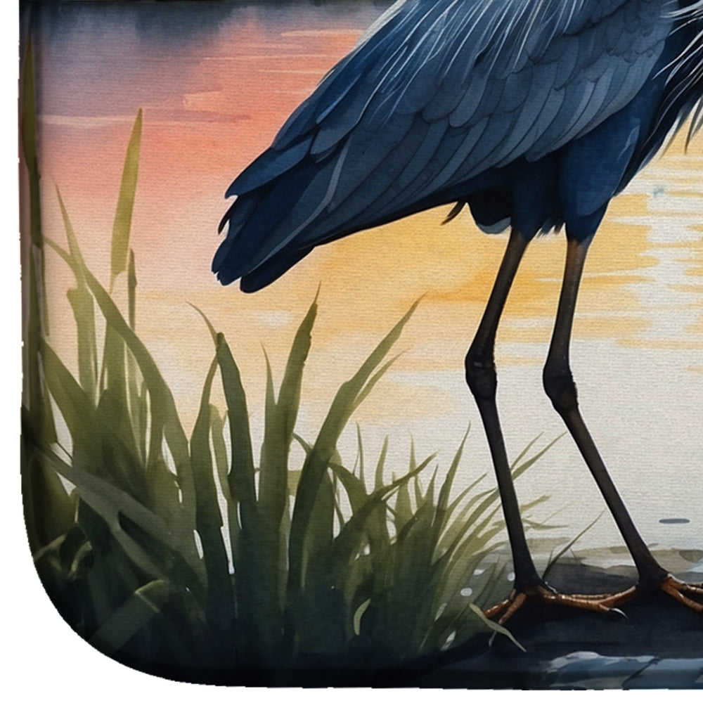 Caroline's Treasures Blue Heron Setting Sun Dish Drying Mat