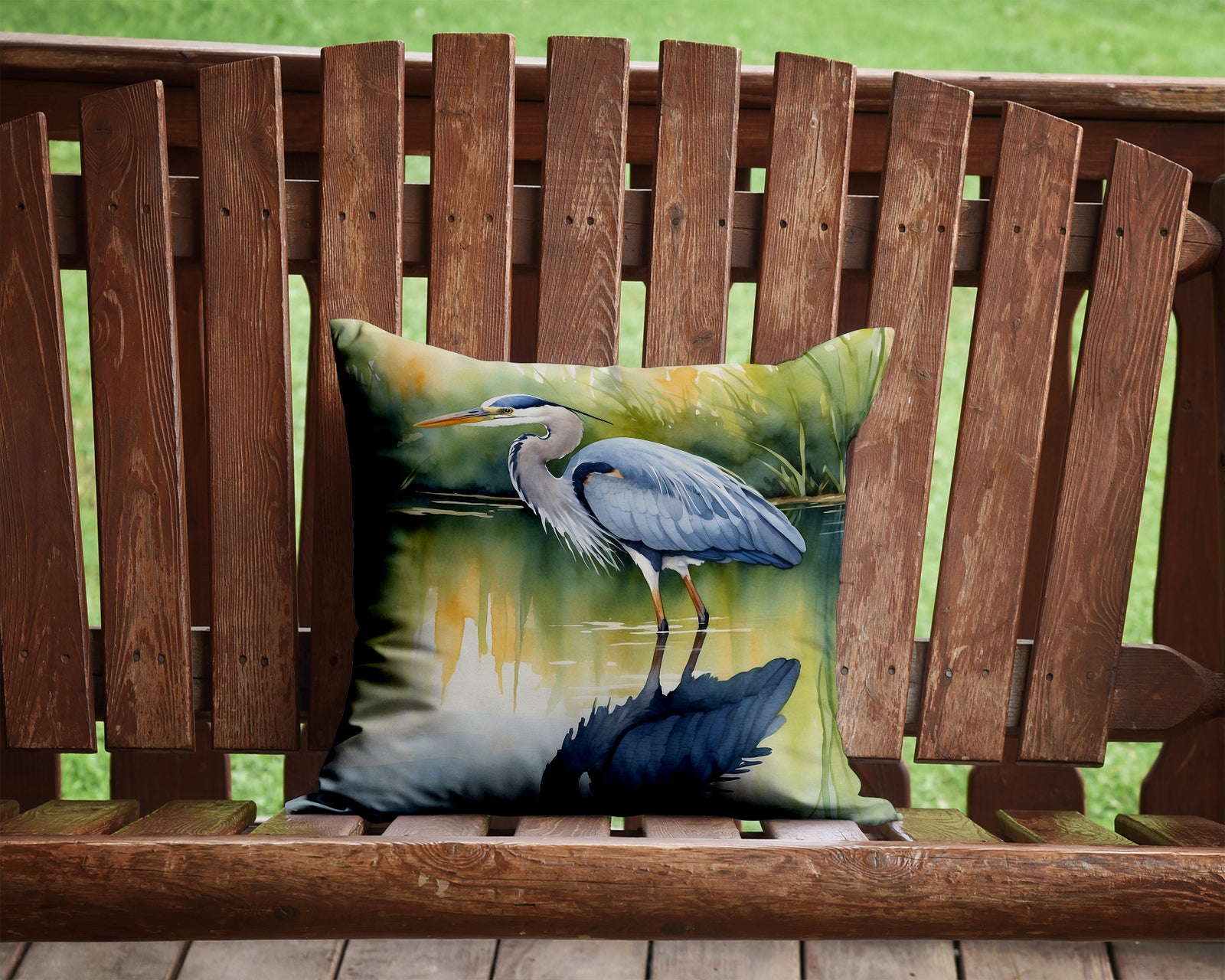 Caroline's Treasures Blue Heron Stalking Prey Throw Pillow - 14x14 Decorative Pillow – Art for Your Home & Patio