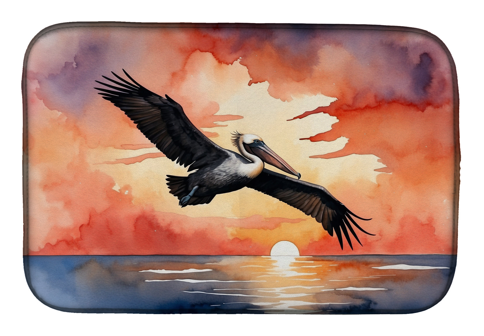 Caroline's Treasures Pelican Fiery Sunset Dish Drying Mat