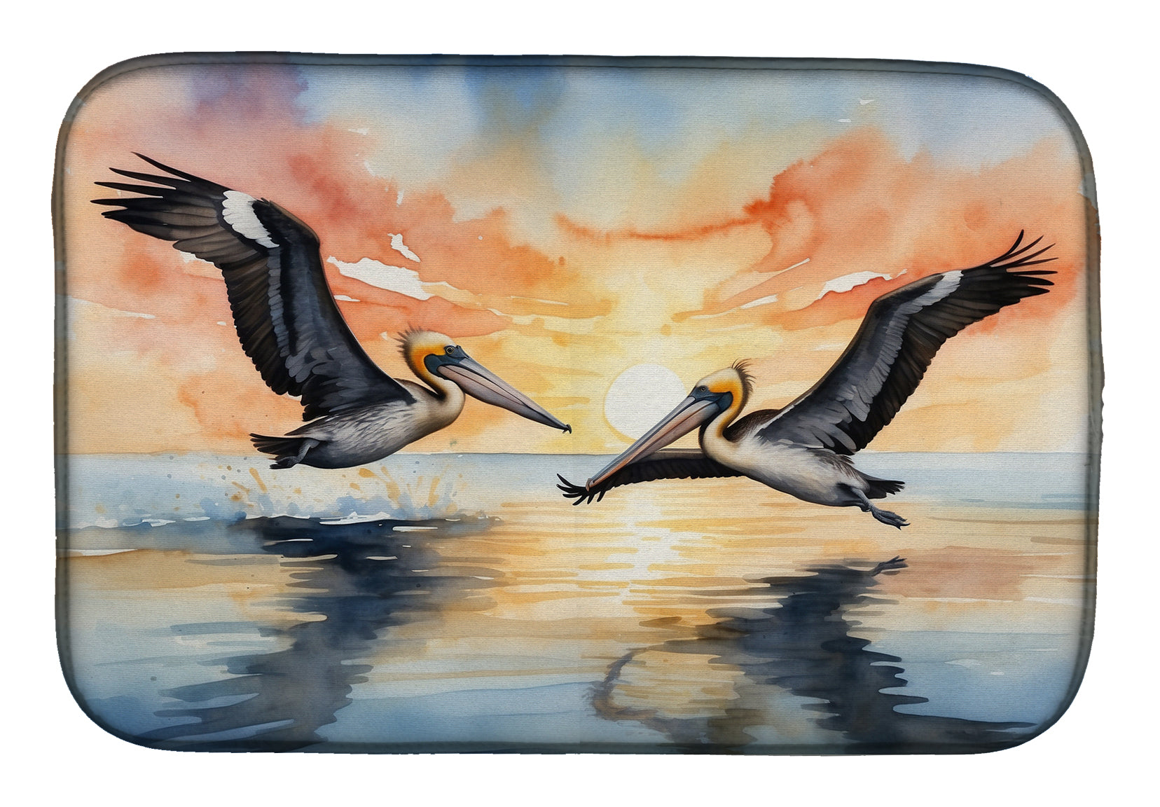 Caroline's Treasures Pelicans Flying Dish Drying Mat