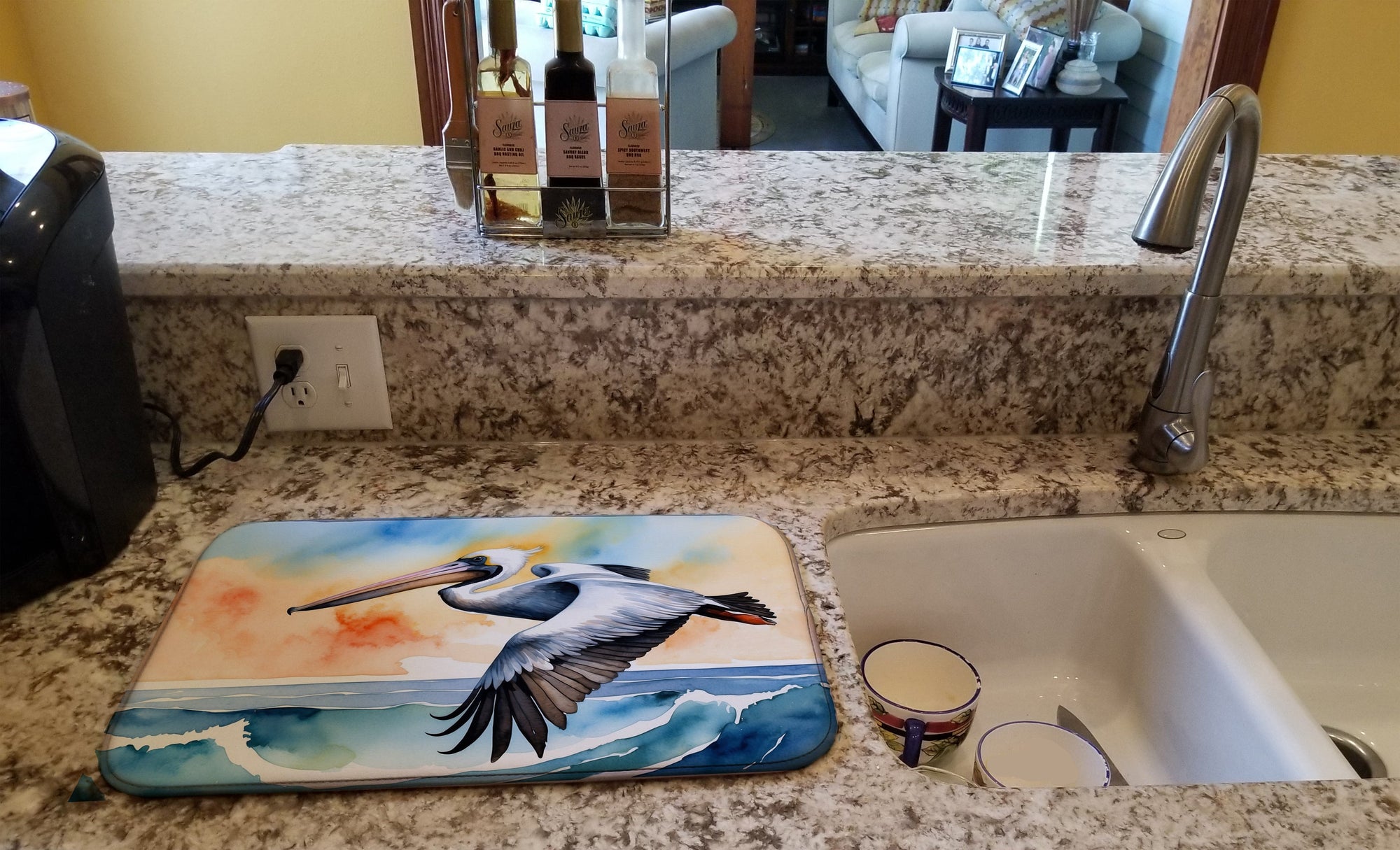 Caroline's Treasures Pelican Soaring Dish Drying Mat