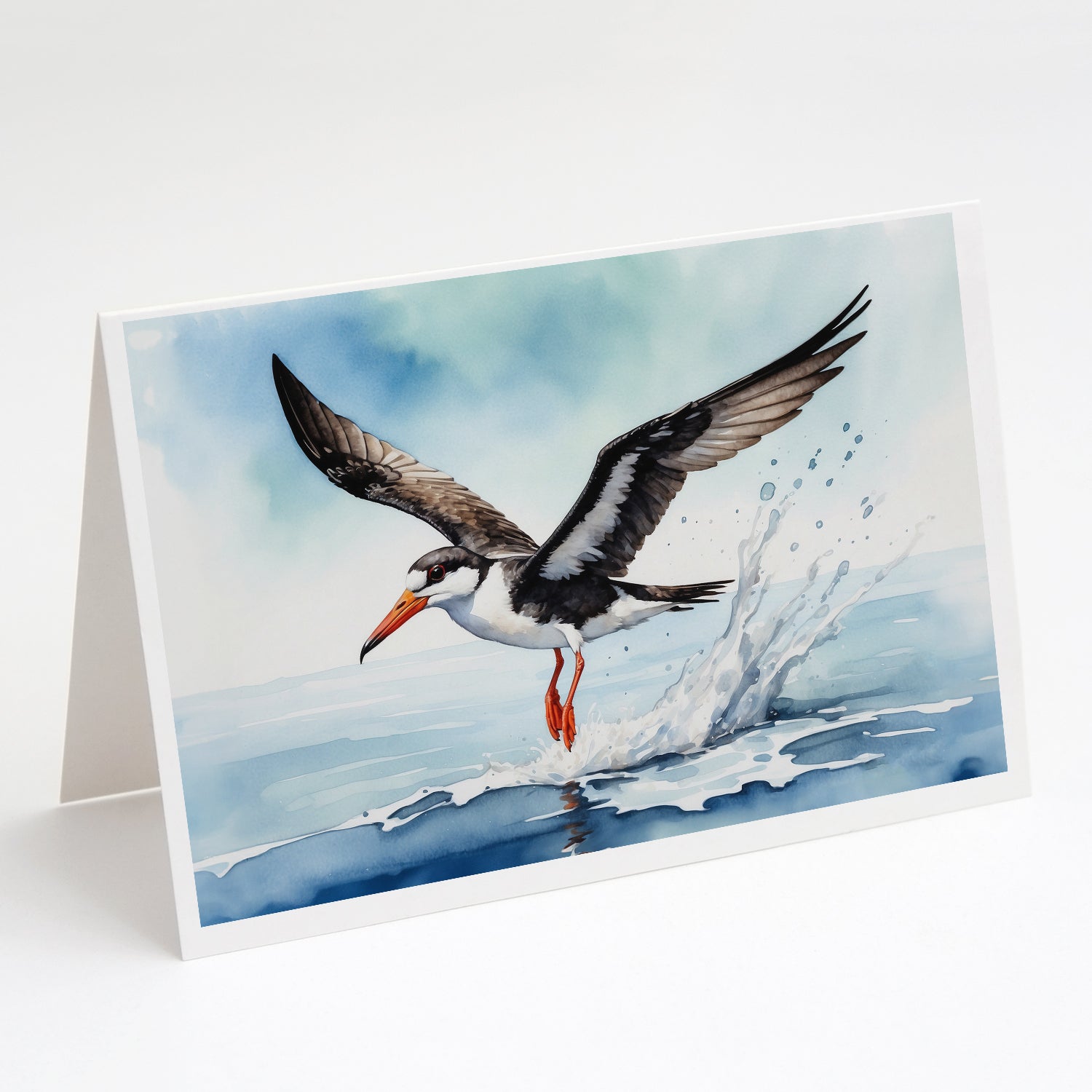 Caroline's Treasures Black Skimmer Greeting Cards - Blank Note Cards – 8-Pack of Artist-Designed Cards with Envelopes