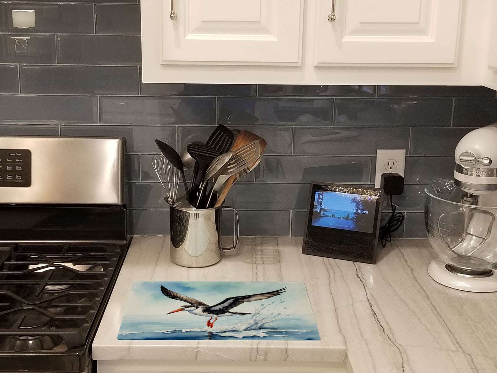 Caroline's Treasures Black Skimmer Glass Cutting Boards – Durable, Decorative Kitchen Art