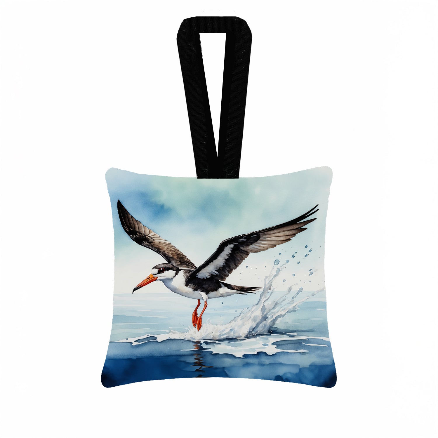 Caroline's Treasures Black Skimmer Hanging Square Fabric Ornament 3.5 × 3.5