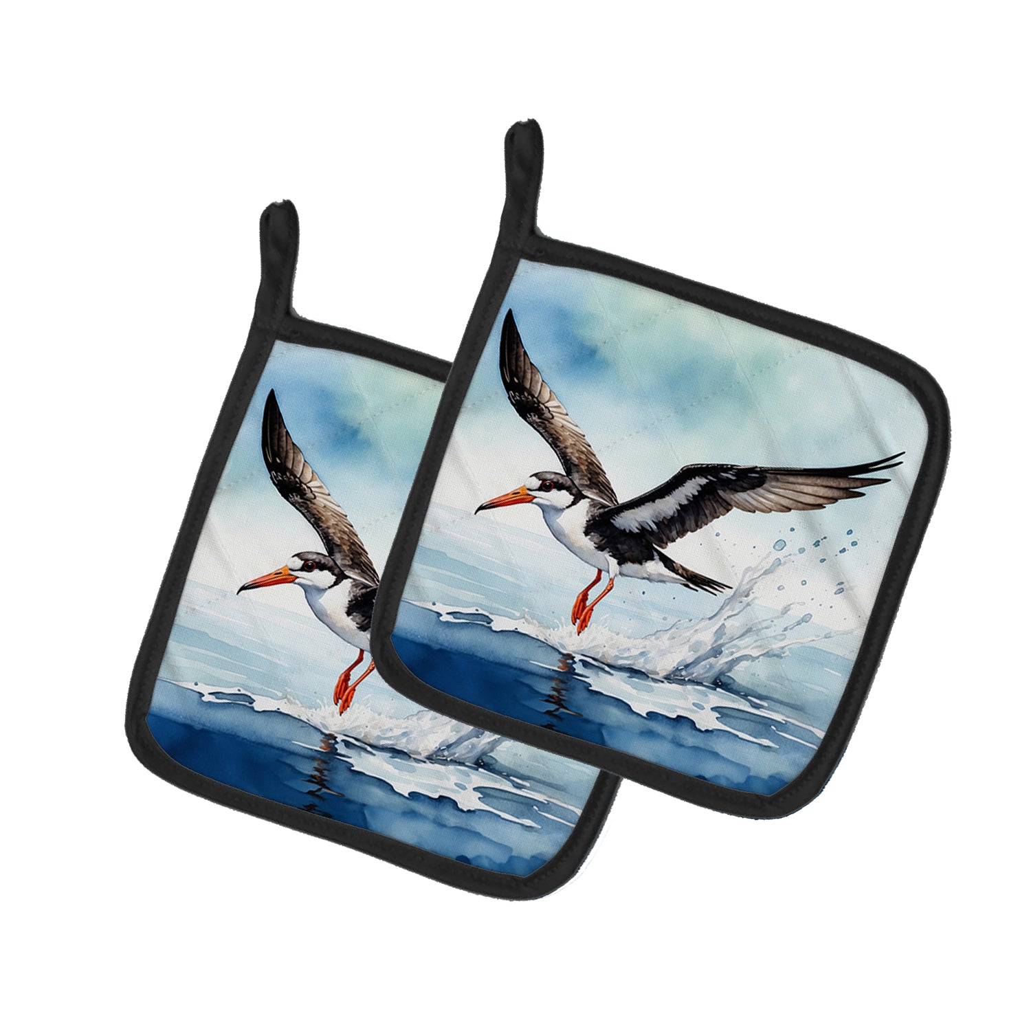 Caroline's Treasures Black Skimmer Pot Holders - Set of 2 Decorative Kitchen Helpers | Made in the USA