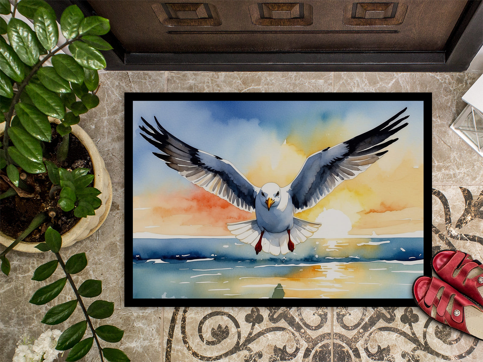 Caroline's Treasures Gull Flying Low Doormat - 18X27 Indoor / Outdoor Rug | Made in USA
