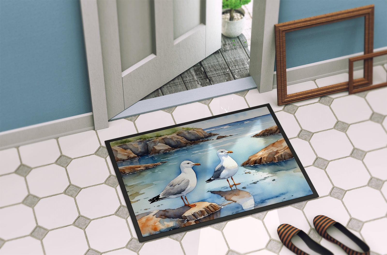 Caroline's Treasures Gulls Scavenging Doormat-24x36 Indoor / Outdoor Rug | Made in USA