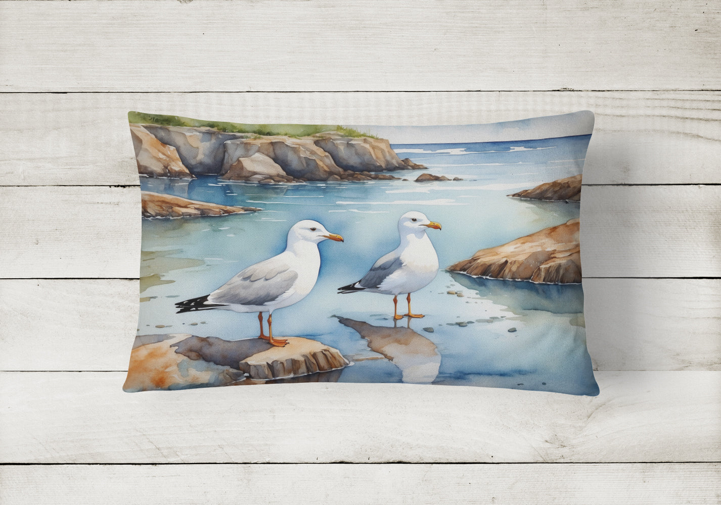 Caroline's Treasures Gulls Scavenging Throw Pillow