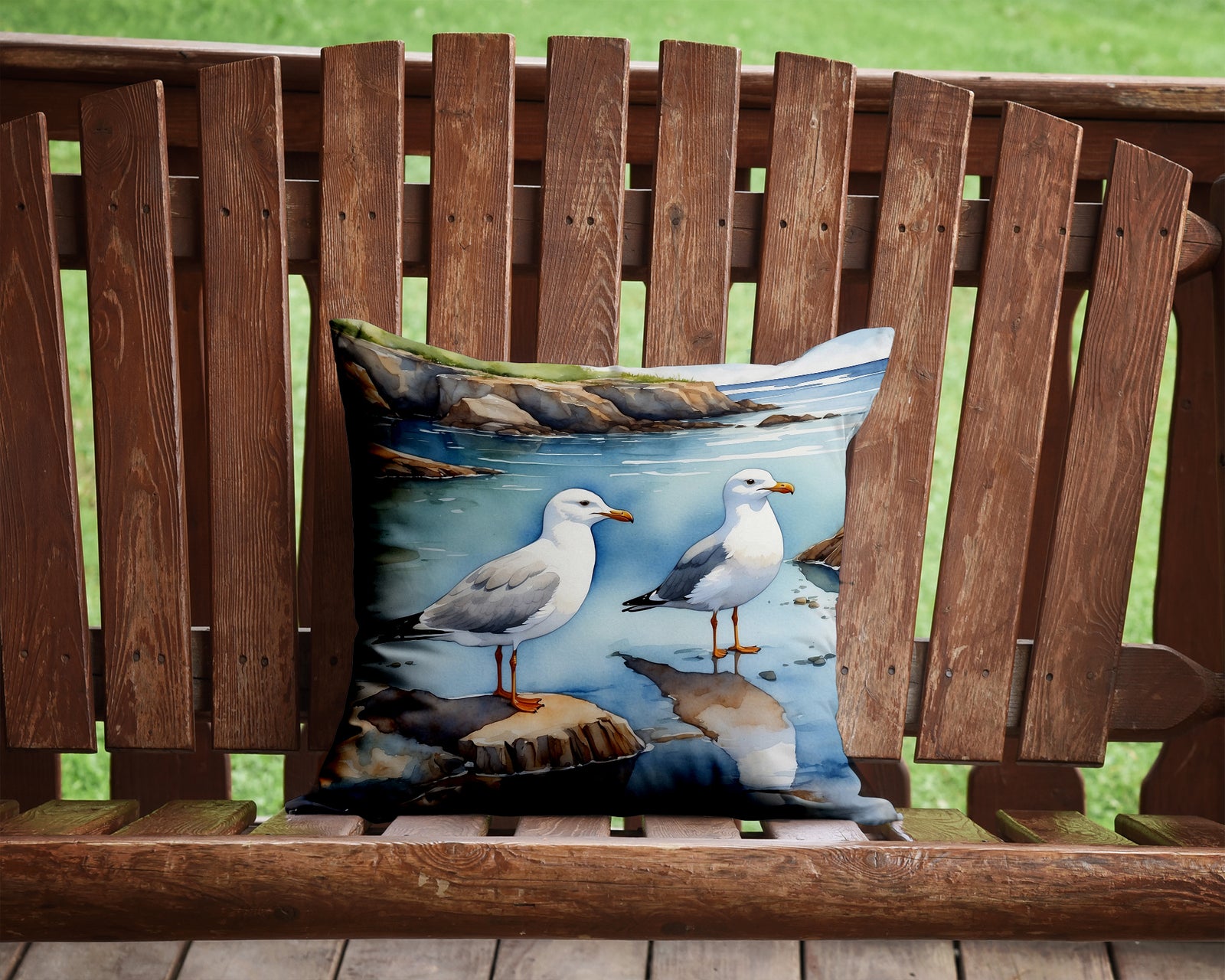 Caroline's Treasures Gulls Scavenging Throw Pillow - 14x14 Decorative Pillow – Art for Your Home & Patio