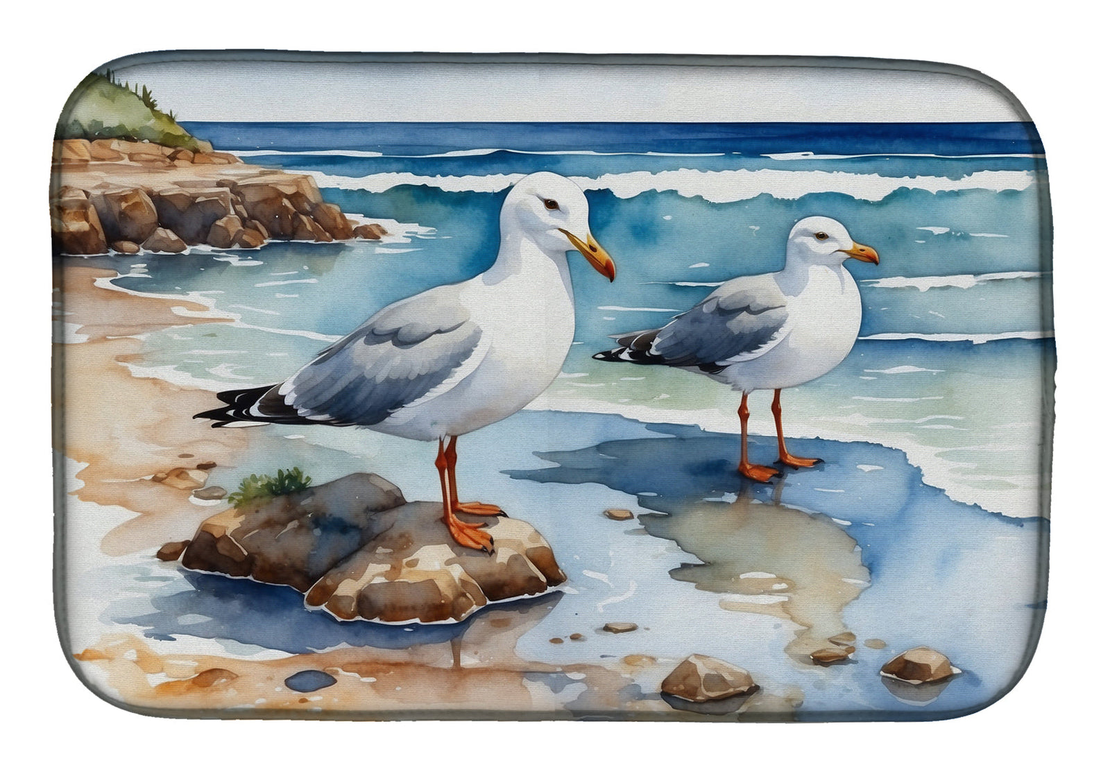 Caroline's Treasures Gulls Scavenging Dish Drying Mat