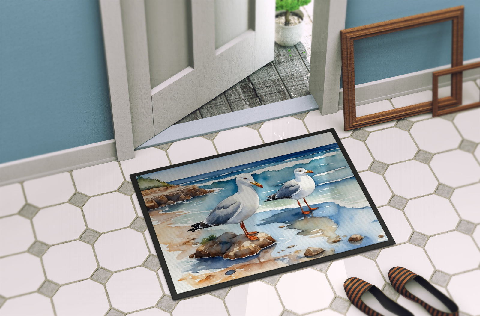 Caroline's Treasures Gulls Scavenging Doormat-24x36 Indoor / Outdoor Rug | Made in USA