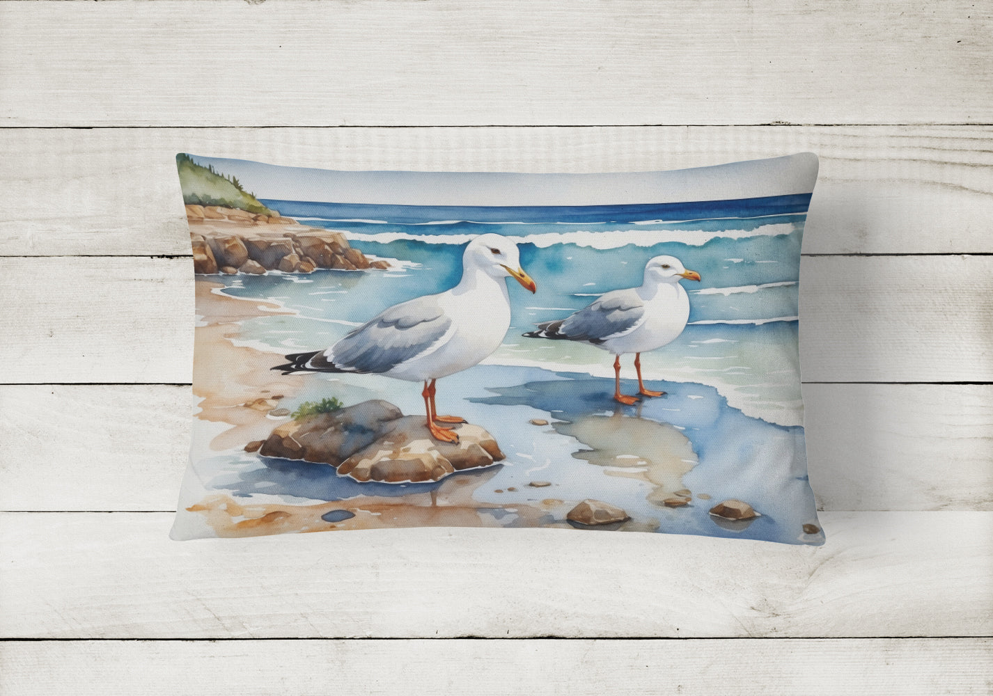 Caroline's Treasures Gulls Scavenging Throw Pillow