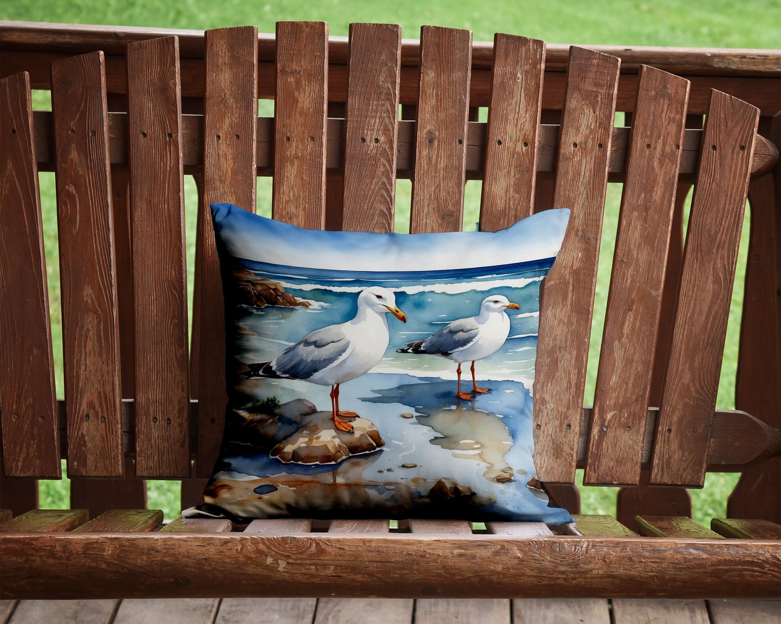 Caroline's Treasures Gulls Scavenging Throw Pillow - 14x14 Decorative Pillow – Art for Your Home & Patio