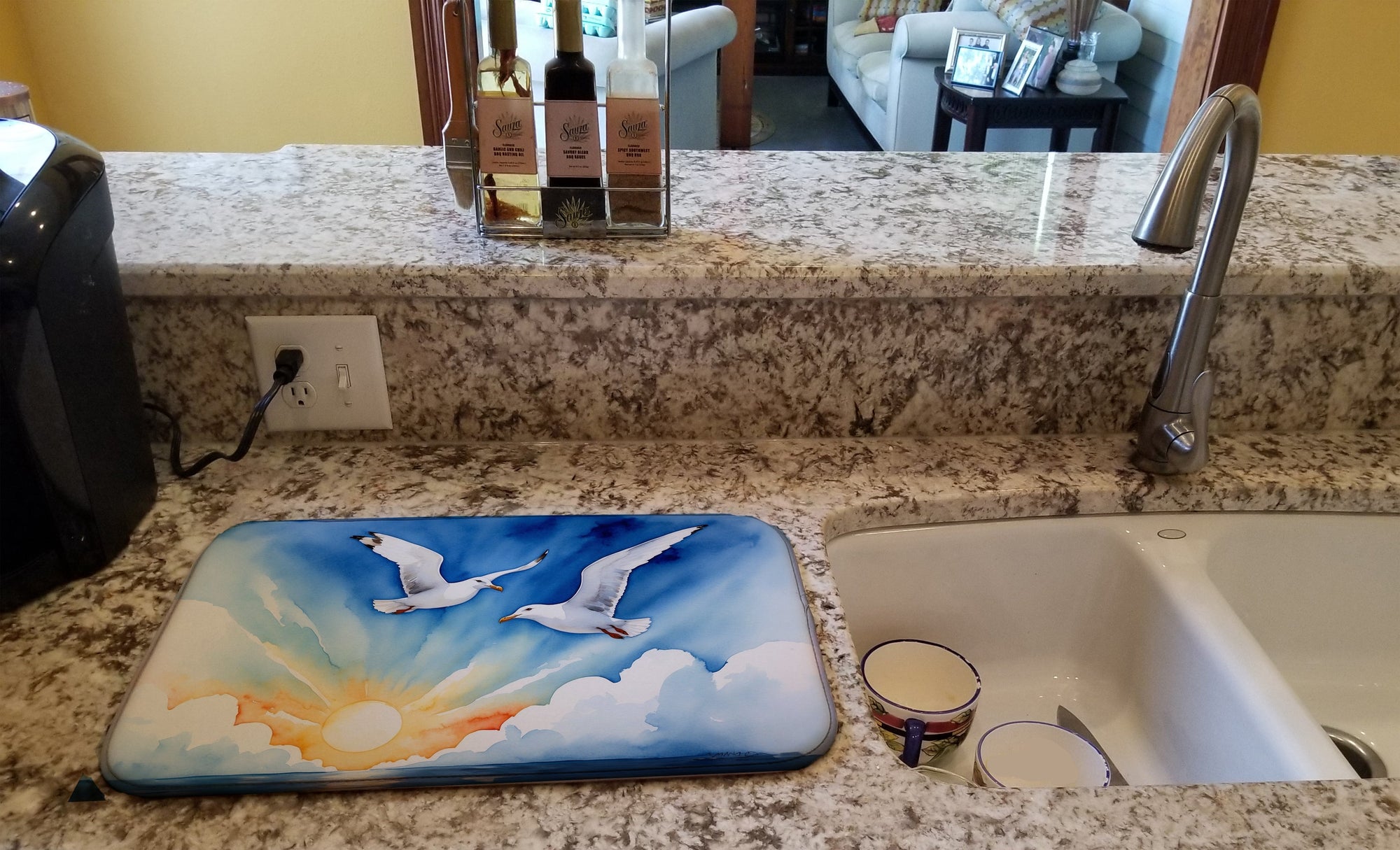 Caroline's Treasures Gulls Soaring High Dish Drying Mat