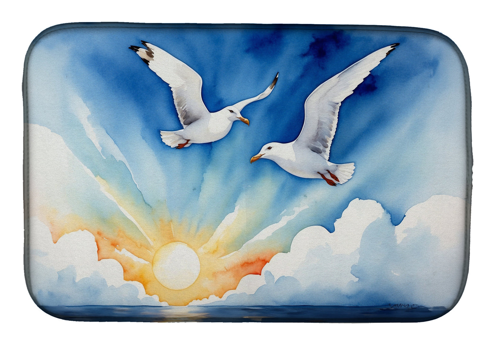 Caroline's Treasures Gulls Soaring High Dish Drying Mat