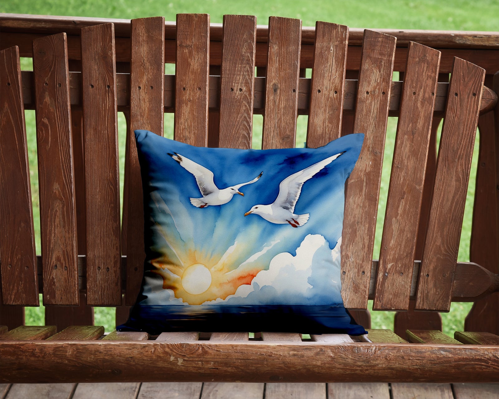 Caroline's Treasures Gulls Soaring High Throw Pillow - 14x14 Decorative Pillow – Art for Your Home & Patio